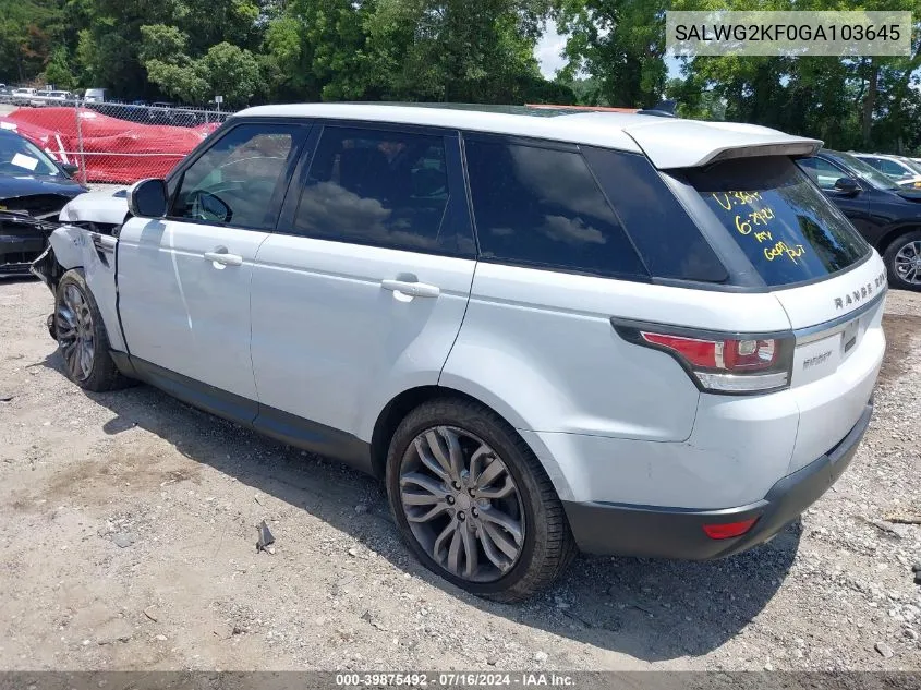 SALWG2KF0GA103645 2016 Land Rover Range Rover Sport 3.0L V6 Turbocharged Diesel Se Td6