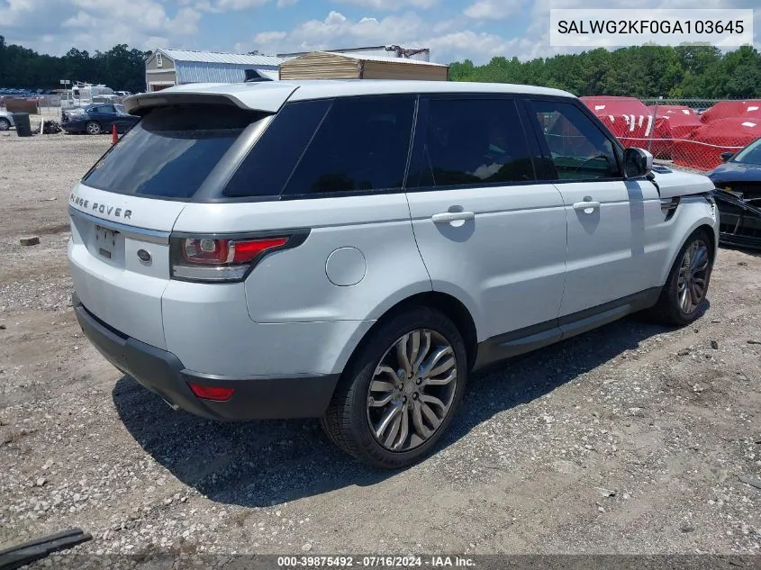 SALWG2KF0GA103645 2016 Land Rover Range Rover Sport 3.0L V6 Turbocharged Diesel Se Td6