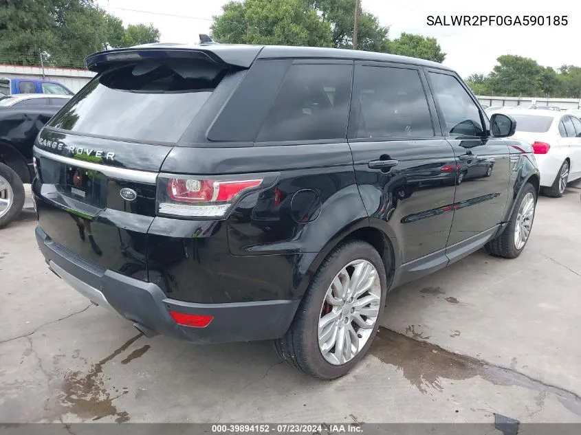 2016 Land Rover Range Rover Sport 3.0L V6 Supercharged Hse VIN: SALWR2PF0GA590185 Lot: 39894152