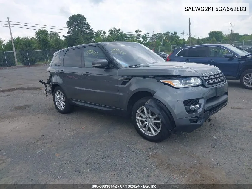 2016 Land Rover Range Rover Sport 3.0L V6 Turbocharged Diesel Se Td6 VIN: SALWG2KF5GA662883 Lot: 39910142