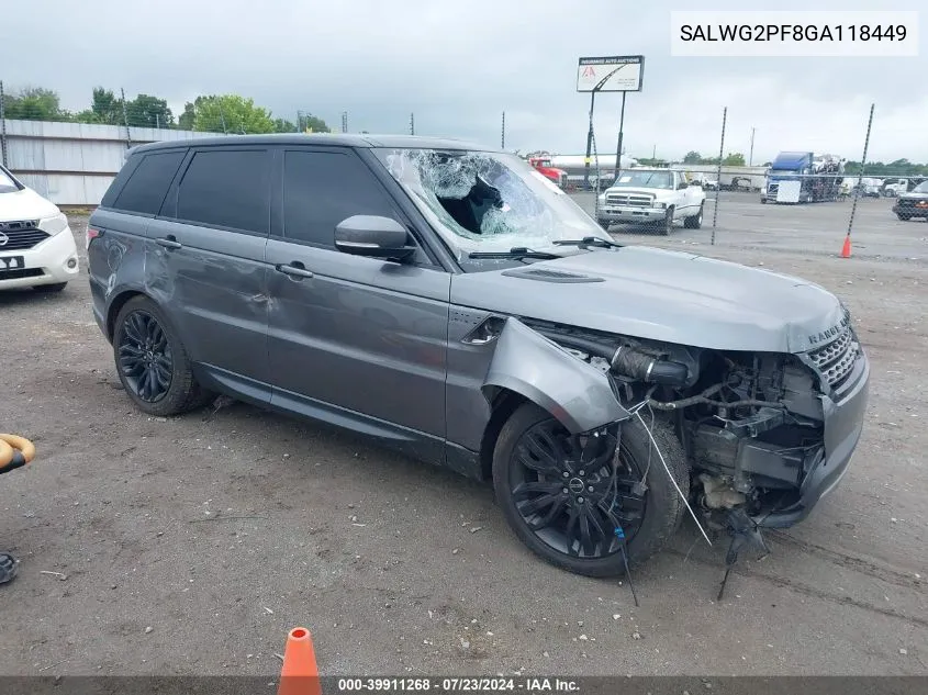 SALWG2PF8GA118449 2016 Land Rover Range Rover Sport Se