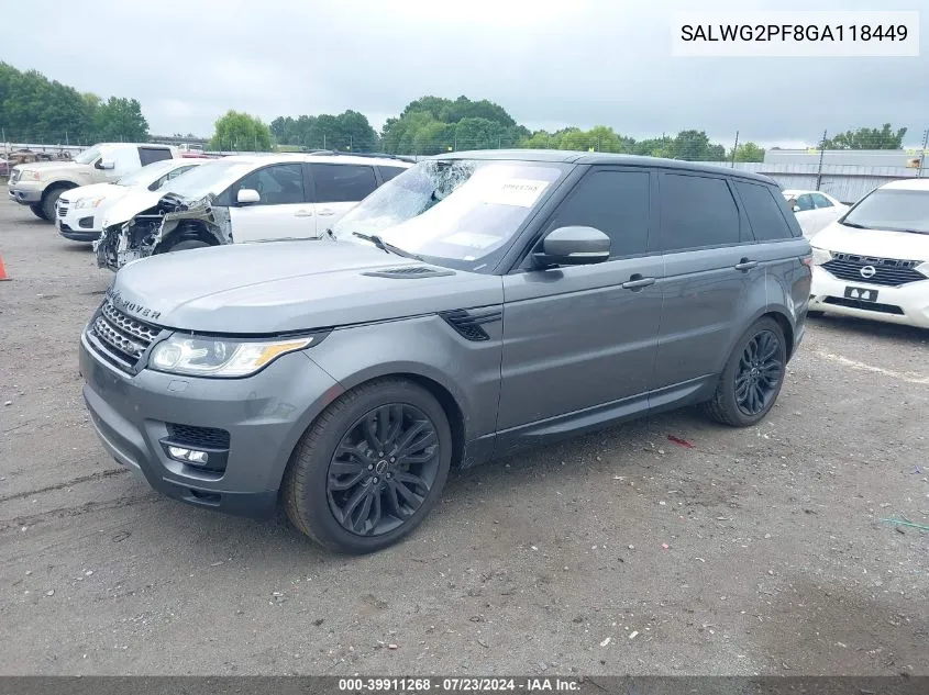 SALWG2PF8GA118449 2016 Land Rover Range Rover Sport Se