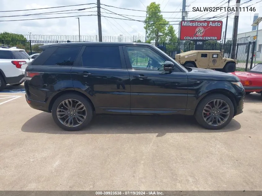 2016 Land Rover Range Rover Sport 3.0L V6 Supercharged Hse VIN: SALWS2PF1GA111146 Lot: 39923538