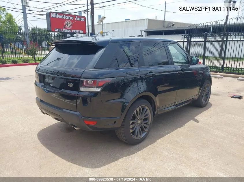 SALWS2PF1GA111146 2016 Land Rover Range Rover Sport 3.0L V6 Supercharged Hse