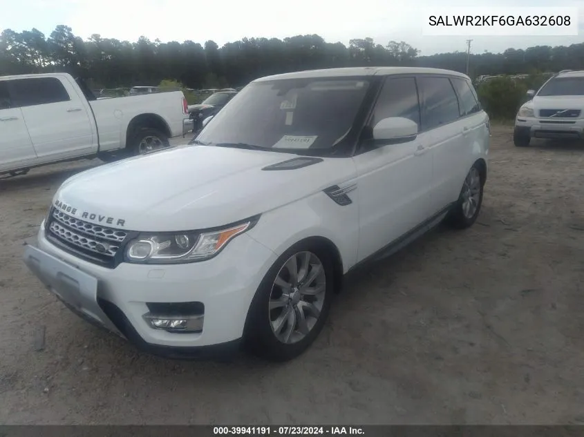 SALWR2KF6GA632608 2016 Land Rover Range Rover Sport 3.0L V6 Turbocharged Diesel Hse Td6