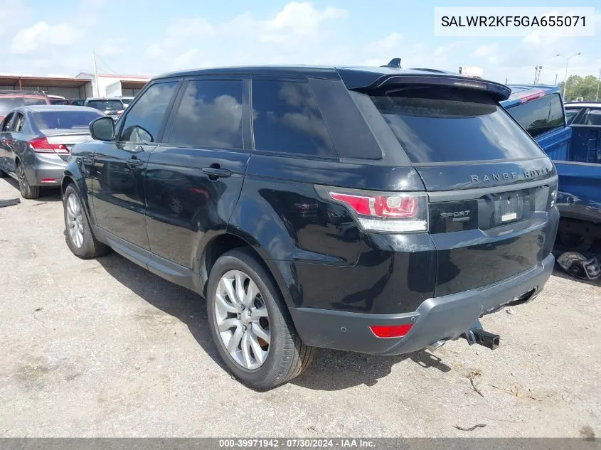 2016 Land Rover Range Rover Sport 3.0L V6 Turbocharged Diesel Hse Td6 VIN: SALWR2KF5GA655071 Lot: 39971942