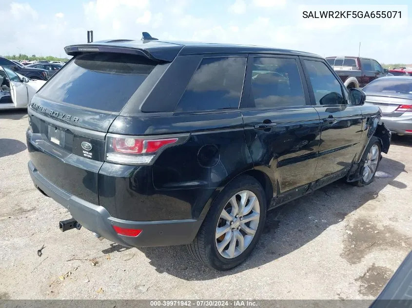 2016 Land Rover Range Rover Sport 3.0L V6 Turbocharged Diesel Hse Td6 VIN: SALWR2KF5GA655071 Lot: 39971942