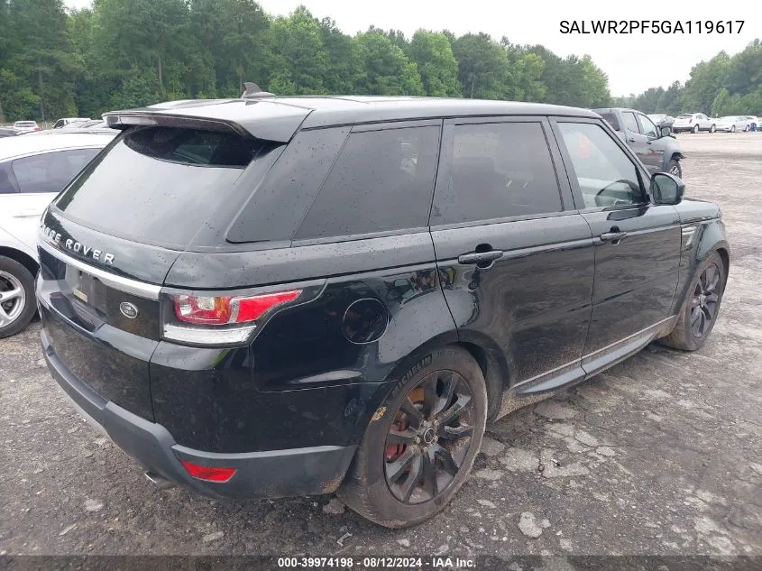 SALWR2PF5GA119617 2016 Land Rover Range Rover Sport 3.0L V6 Supercharged Hse