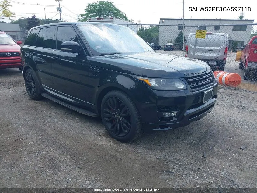 SALWS2PF3GA597118 2016 Land Rover Range Rover Sport 3.0L V6 Supercharged Hse