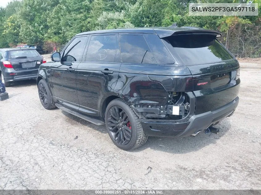 SALWS2PF3GA597118 2016 Land Rover Range Rover Sport 3.0L V6 Supercharged Hse