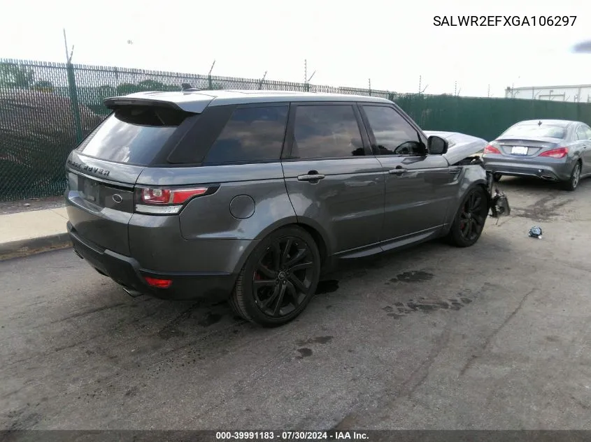 2016 Land Rover Range Rover Sport 5.0L V8 Supercharged/5.0L V8 Supercharged Dynamic VIN: SALWR2EFXGA106297 Lot: 39991183