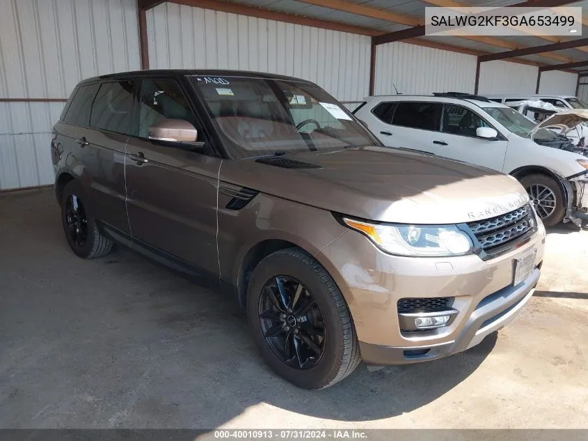 2016 Land Rover Range Rover Sport 3.0L V6 Turbocharged Diesel Se Td6 VIN: SALWG2KF3GA653499 Lot: 40010913