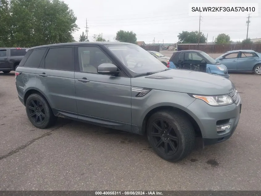 2016 Land Rover Range Rover Sport Hse VIN: SALWR2KF3GA570410 Lot: 40055311