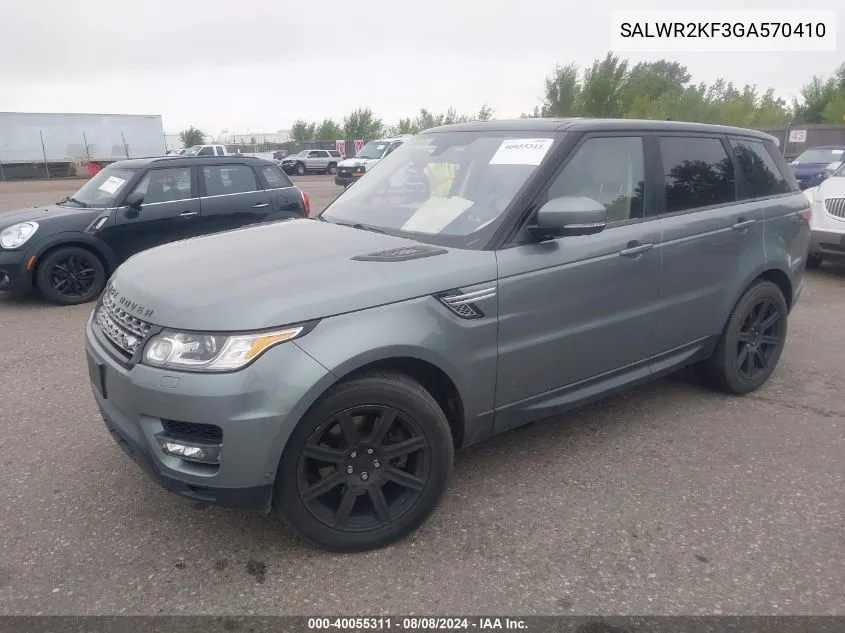 2016 Land Rover Range Rover Sport Hse VIN: SALWR2KF3GA570410 Lot: 40055311