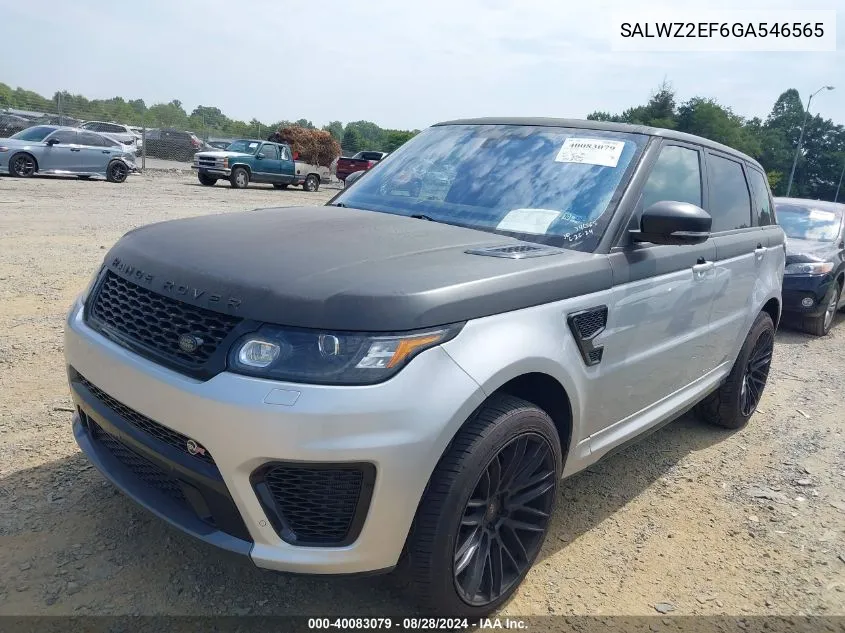 2016 Land Rover Range Rover Sport 5.0L V8 Supercharged Svr VIN: SALWZ2EF6GA546565 Lot: 40083079