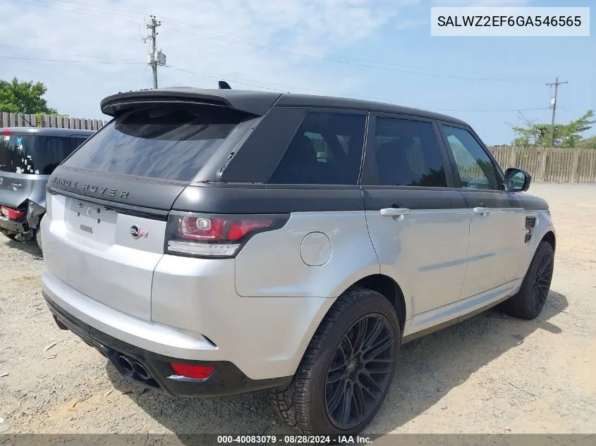 2016 Land Rover Range Rover Sport 5.0L V8 Supercharged Svr VIN: SALWZ2EF6GA546565 Lot: 40083079