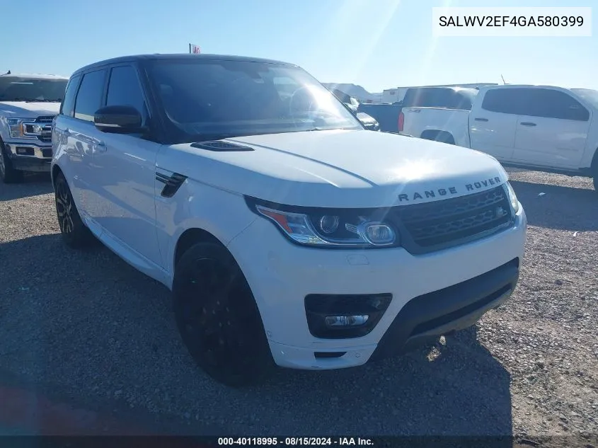 2016 Land Rover Range Rover Sport 5.0L V8 Supercharged Autobiography VIN: SALWV2EF4GA580399 Lot: 40118995