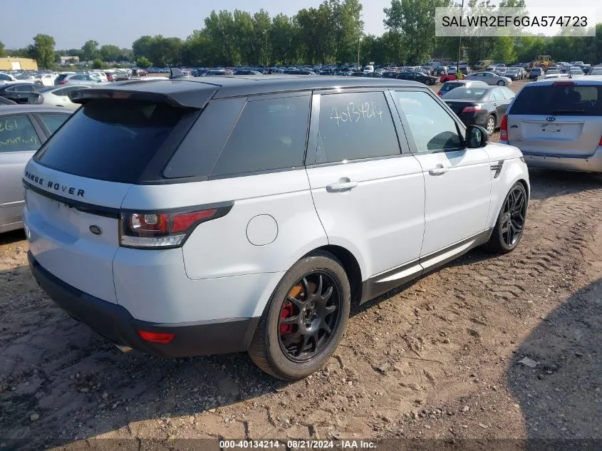 2016 Land Rover Range Rover Sport 5.0L V8 Supercharged/5.0L V8 Supercharged Dynamic VIN: SALWR2EF6GA574723 Lot: 40134214