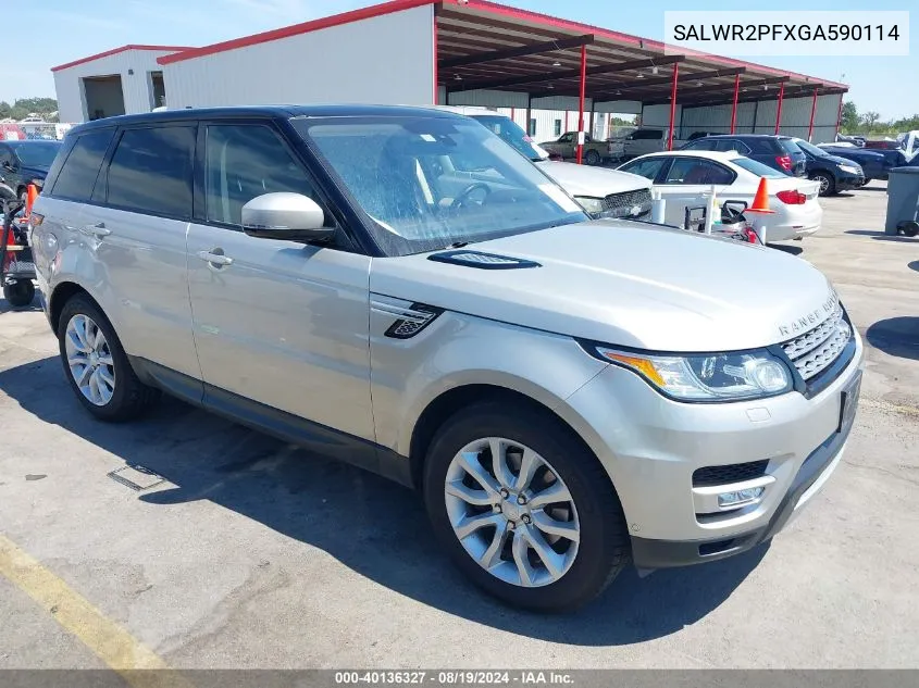 2016 Land Rover Range Rover Sport 3.0L V6 Supercharged Hse VIN: SALWR2PFXGA590114 Lot: 40136327