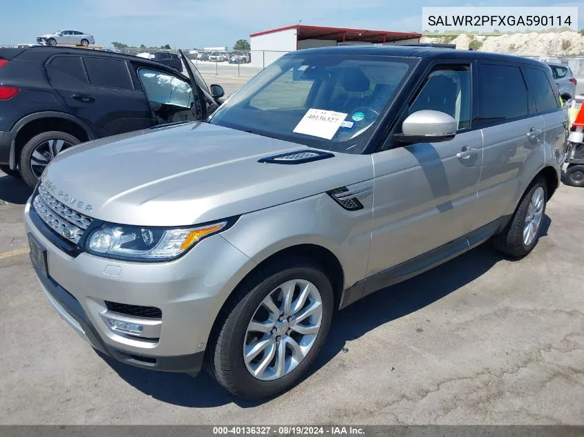 2016 Land Rover Range Rover Sport 3.0L V6 Supercharged Hse VIN: SALWR2PFXGA590114 Lot: 40136327