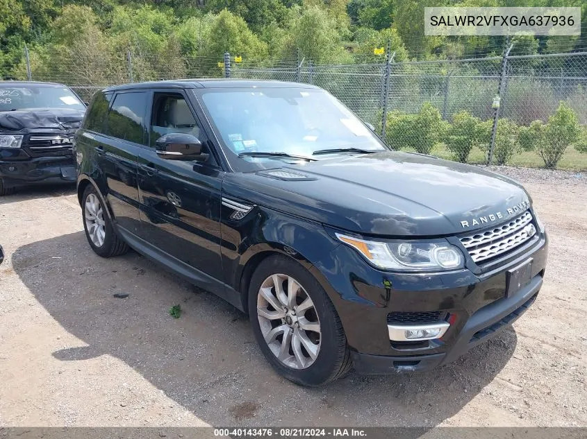 SALWR2VFXGA637936 2016 Land Rover Range Rover Sport 3.0L V6 Supercharged Hse