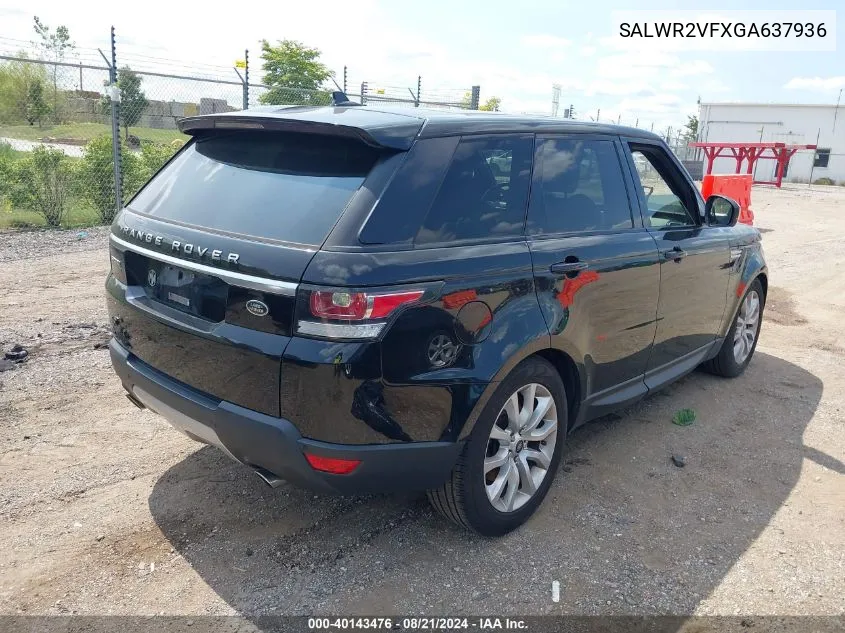 2016 Land Rover Range Rover Sport 3.0L V6 Supercharged Hse VIN: SALWR2VFXGA637936 Lot: 40143476