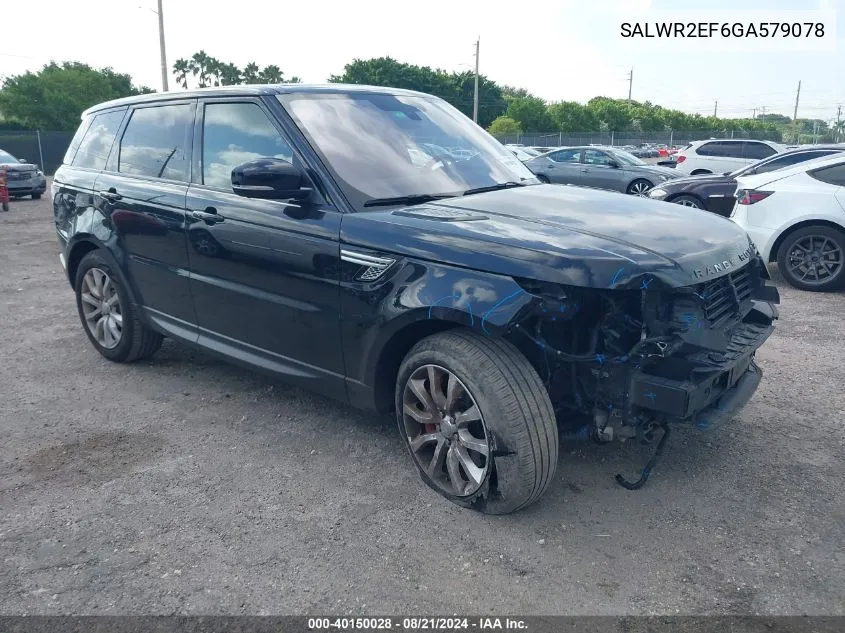 2016 Land Rover Range Rover Sport Sc VIN: SALWR2EF6GA579078 Lot: 40150028