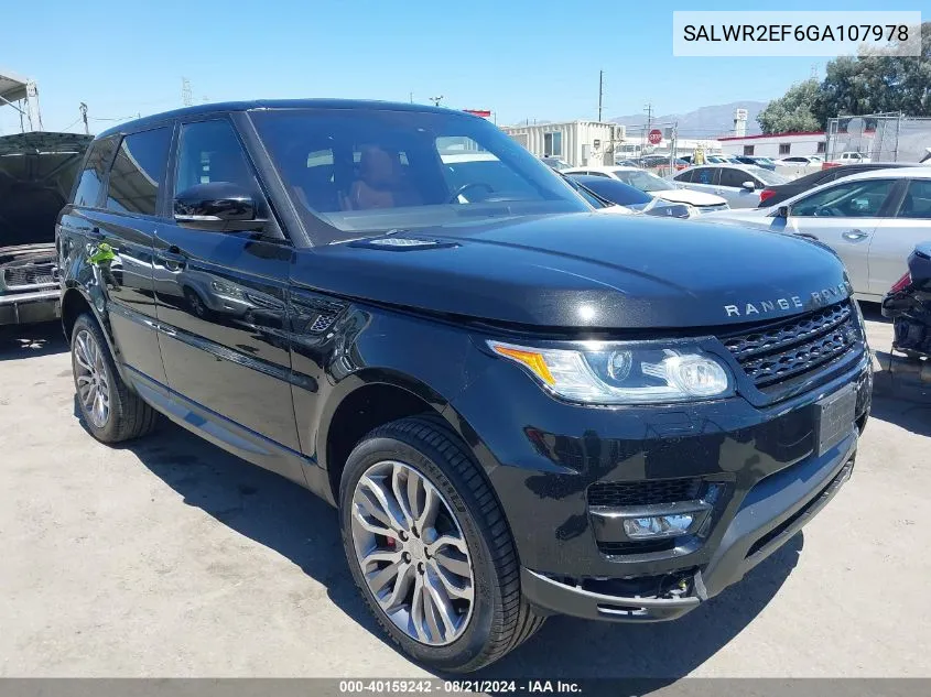 2016 Land Rover Range Rover Sport 5.0L V8 Supercharged/5.0L V8 Supercharged Dynamic VIN: SALWR2EF6GA107978 Lot: 40159242