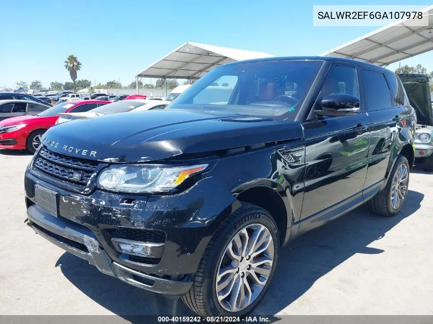 2016 Land Rover Range Rover Sport 5.0L V8 Supercharged/5.0L V8 Supercharged Dynamic VIN: SALWR2EF6GA107978 Lot: 40159242