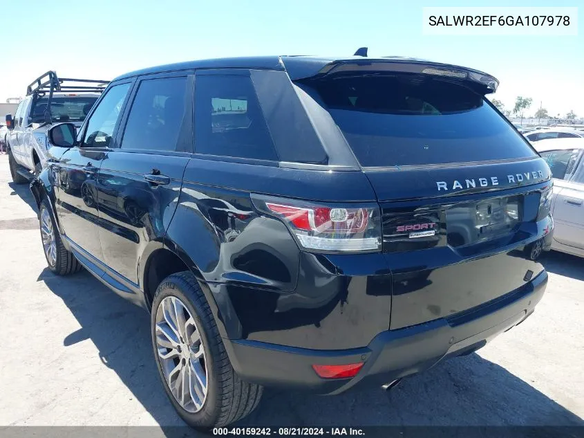 2016 Land Rover Range Rover Sport 5.0L V8 Supercharged/5.0L V8 Supercharged Dynamic VIN: SALWR2EF6GA107978 Lot: 40159242