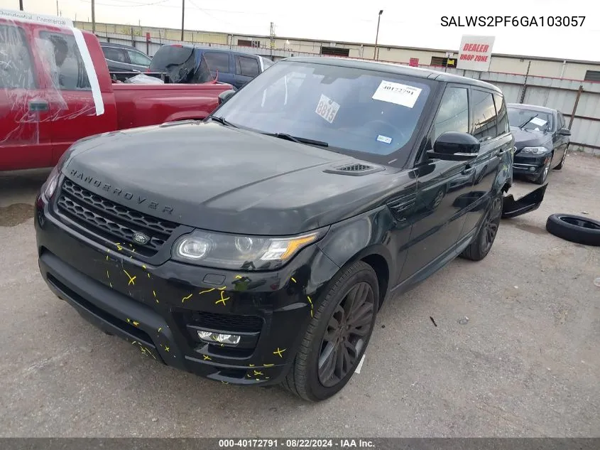 SALWS2PF6GA103057 2016 Land Rover Range Rover Sport 3.0L V6 Supercharged Hse