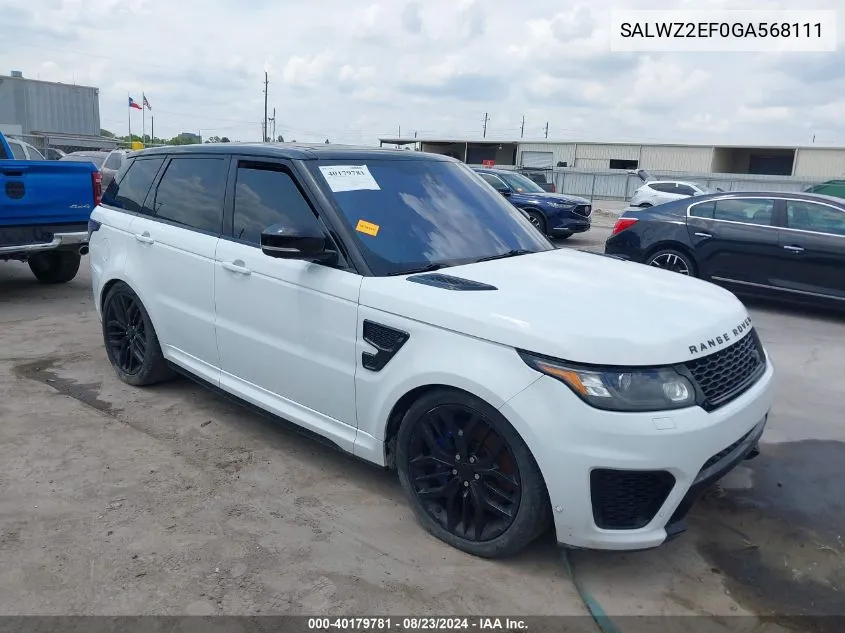 2016 Land Rover Range Rover Sport 5.0L V8 Supercharged Svr VIN: SALWZ2EF0GA568111 Lot: 40179781