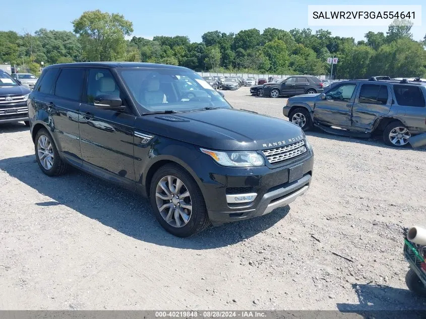 2016 Land Rover Range Rover Sport 3.0L V6 Supercharged Hse VIN: SALWR2VF3GA554641 Lot: 40219848