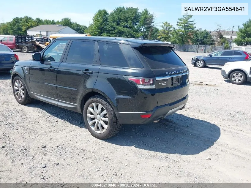 2016 Land Rover Range Rover Sport 3.0L V6 Supercharged Hse VIN: SALWR2VF3GA554641 Lot: 40219848