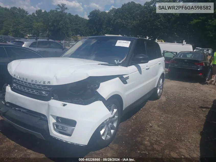 2016 Land Rover Range Rover Sport 3.0L V6 Supercharged Hse VIN: SALWR2PF6GA598582 Lot: 40226860