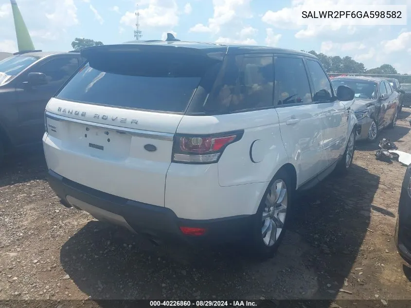 SALWR2PF6GA598582 2016 Land Rover Range Rover Sport 3.0L V6 Supercharged Hse