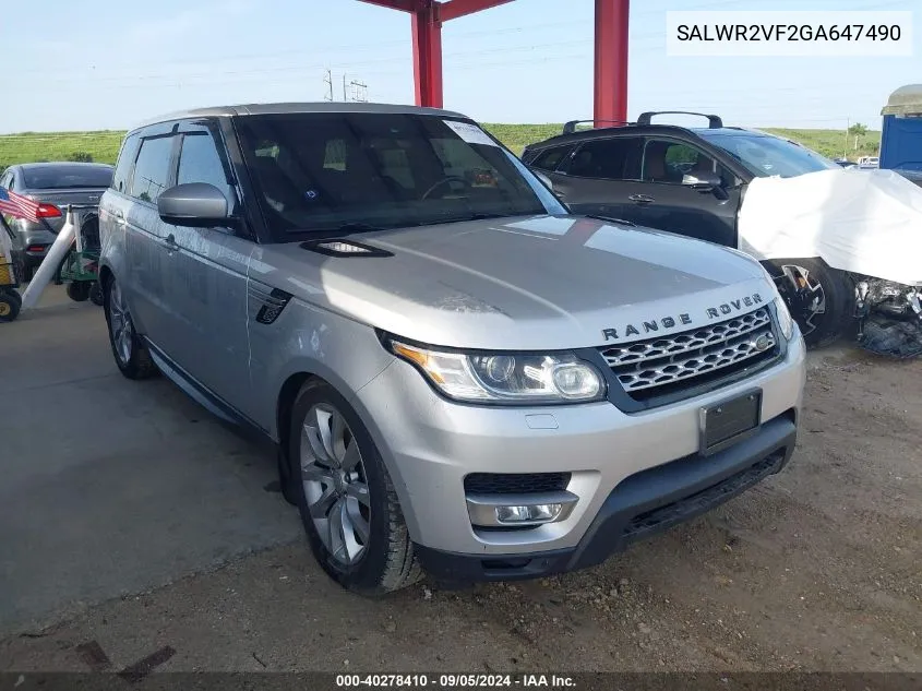 SALWR2VF2GA647490 2016 Land Rover Range Rover Sport Hse