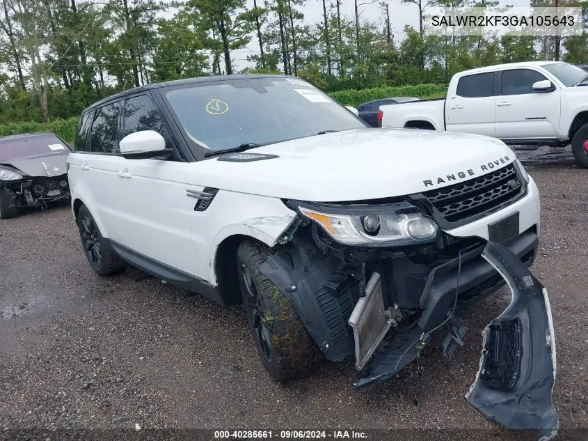 2016 Land Rover Range Rover Sport Hse VIN: SALWR2KF3GA105643 Lot: 40285661