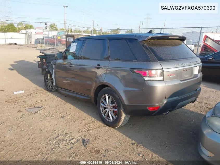 2016 Land Rover Range Rover Sport 3.0L V6 Supercharged Se VIN: SALWG2VFXGA570390 Lot: 40296619