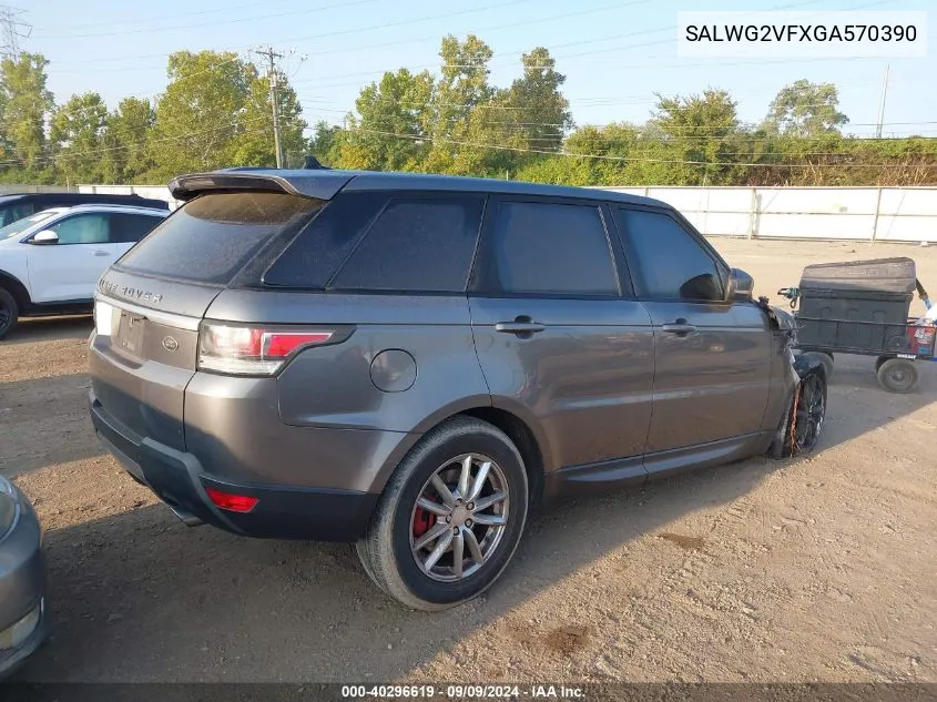 2016 Land Rover Range Rover Sport 3.0L V6 Supercharged Se VIN: SALWG2VFXGA570390 Lot: 40296619