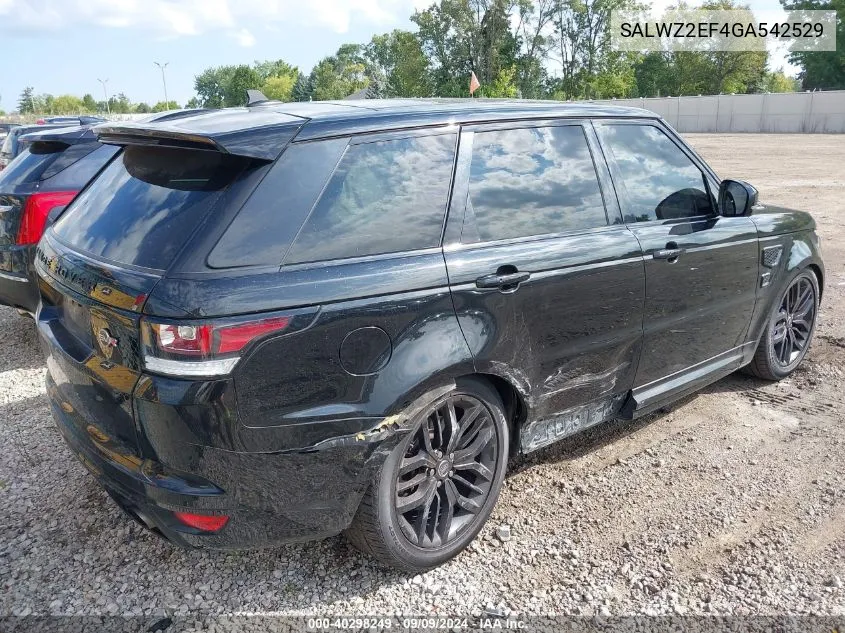 2016 Land Rover Range Rover Sport 5.0L V8 Supercharged Svr VIN: SALWZ2EF4GA542529 Lot: 40298249