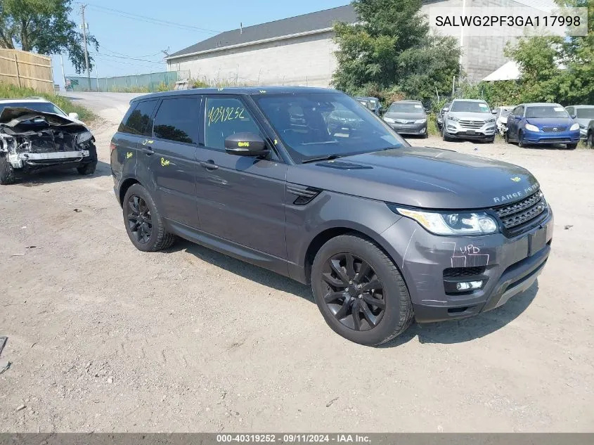 SALWG2PF3GA117998 2016 Land Rover Range Rover Sport Se