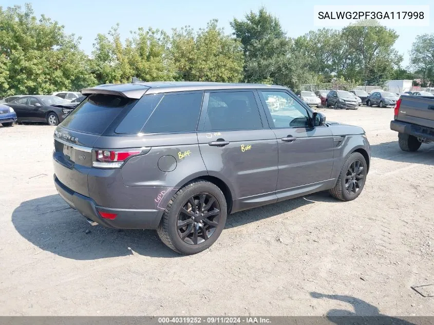 SALWG2PF3GA117998 2016 Land Rover Range Rover Sport Se