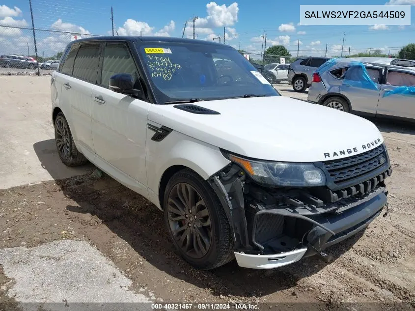 2016 Land Rover Range Rover Sport 3.0L V6 Supercharged Hse VIN: SALWS2VF2GA544509 Lot: 40321467