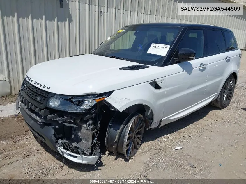 2016 Land Rover Range Rover Sport 3.0L V6 Supercharged Hse VIN: SALWS2VF2GA544509 Lot: 40321467