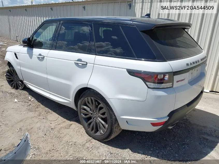 2016 Land Rover Range Rover Sport 3.0L V6 Supercharged Hse VIN: SALWS2VF2GA544509 Lot: 40321467