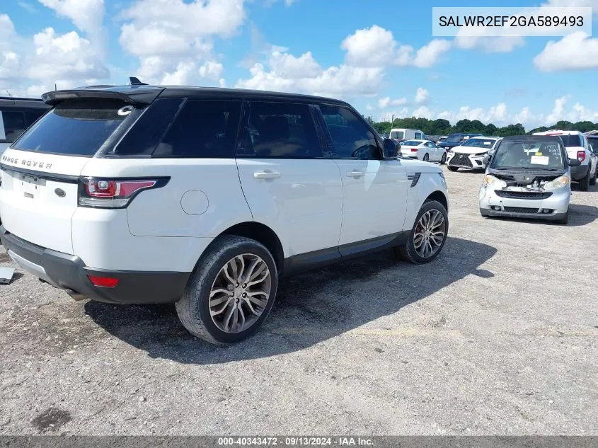 2016 Land Rover Range Rover Sport Sc VIN: SALWR2EF2GA589493 Lot: 40343472