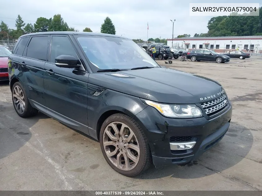 2016 Land Rover Range Rover Sport 3.0L V6 Supercharged Hse VIN: SALWR2VFXGA579004 Lot: 40377539