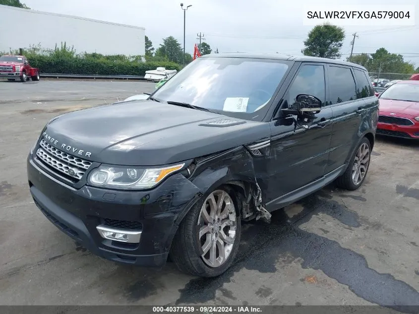 2016 Land Rover Range Rover Sport 3.0L V6 Supercharged Hse VIN: SALWR2VFXGA579004 Lot: 40377539