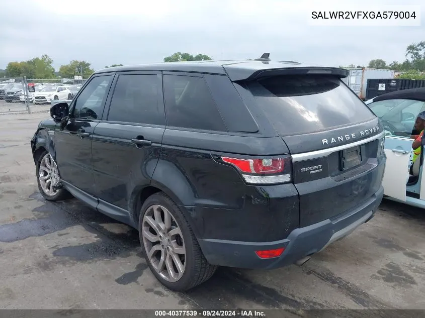 2016 Land Rover Range Rover Sport 3.0L V6 Supercharged Hse VIN: SALWR2VFXGA579004 Lot: 40377539